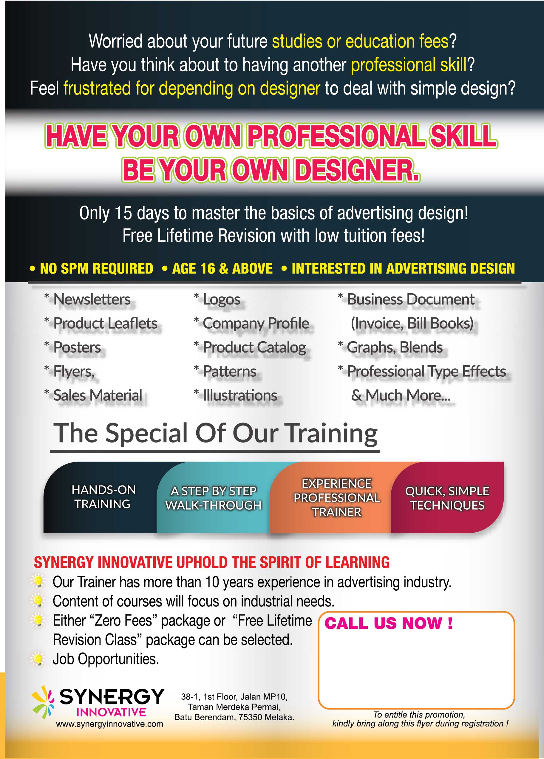 Design Course A4 Flyer back